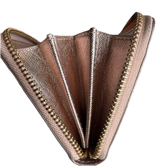 Tory Burch Robinson Continental Large Accordion Zip Wallet Rose Gold Shiny - Picture 12 of 14